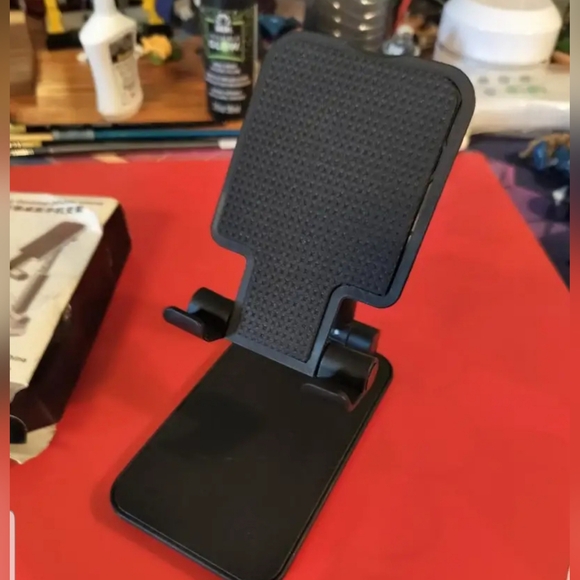 Foldable Mobile Phone & Tablet Stand Holder - Angle Height Adjustable - Black - Picture 4 of 8